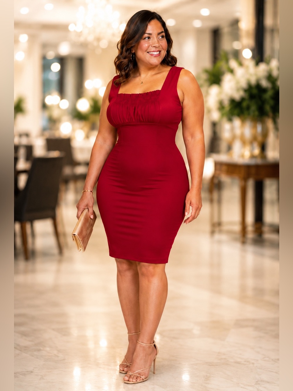 eShakti red sleeveless fitted dress 14